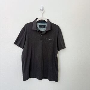 [Ted Baker London] Short Sleeve Heathered Charcoal Gray Polo Shirt Men's Size XL